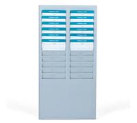Flexzion Time Card Holder Wall Mount Rack 24 Pocket Slots Compatible with 7" inch Cards Pyramid Series 2000 6000 Attendance Time Payroll Recorder for Office Punch in Clock Out (Gray)