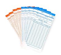 Flexzion Time Cards, Monthly Timesheet, Clock Timecard - 270 Pack, 6 Column 2-Sided Orange/Blue, Card for Time Punch Clock, Employee Attendance, Payroll Recorder, Small Business