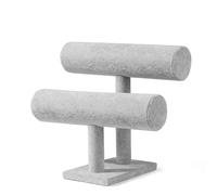 Flexzion Velvet Bracelet Holder - Gray 2-Tier Bracelet Stand Display Storage - Detachable T-Bar Bracelet, Anklet, Bangle Holder Organizer for Women, Men, Girls - Bracelet Display Stand for Vendors