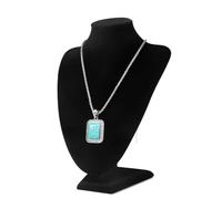 Flexzion Velvet Necklace Jewelry Display Bust Stand - Freestanding Pendant Chain Chokers Lockets Holder Storage Organizer Figure, 10 inch (Black)