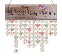 Flexzion Wedding Reminder Calendar Wooden Board Sign with 50 Tags - Birthday Dates Wall Decor, Wooden Calendar Wall Hanging, Family Birthday Plaque with Tags for Church, Engagement, Anniversary