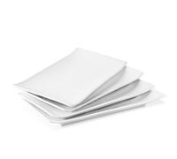 Flexzion White Serving Platters - 4 Pack Rectangular Serving Plate - 10 Inch Long Rectangle Ceramic Serving Platter Set for Appetizer, Meat, Bread, Dessert - Microwave, Oven, and Dishwasher Safe
