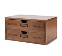 Flexzion Wooden Desktop Office Supplies Organizer with 2 Storage Drawers Set, 2-Tier Wood Tabletop Cabinet, Countertop Desk Accessories Box, for Home Workspace Counter Vanity Decor Art Craft Tool Mail