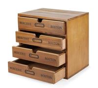 Flexzion Wooden Storage Box with 4 Drawers, Vintage Desktop Organizer