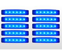 flexzon 10 Pcs 6 Led Blue Front Side Marker Lights Outline 12V for Truck HGV Trailer Lorry Bus Cab