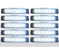 flexzon 10 Pcs 6 Smd Led Front White Clear Side Marker Light Lamp 24V For Truck HGV Trailer Lorry Bus Cab