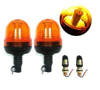 flexzon 2X Led Rotating Amber Beacon Flexible Din Pole Thread Mount Warning Lights #A
