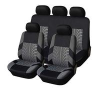 flexzon Car Seat Covers Grey Black Dog Pet Protectors Universal Set (9 Pieces) Grey Washable & Airbag Compatible