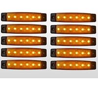 flexzon Set of 10 6 Led Amber Side Marker Light Position 24V Volt Smd For Truck HGV Trailer Lorry Bus Cab