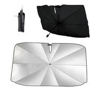 Fleymu Car Sun Shade for Interior Windshield, 2025 Upgrade | 360° Swivel & Folding with Carbon Fiber Skeleton | UV Protection & Thermal Insulation for Summer, Parking (145 x 85 cm)
