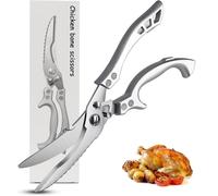 Fleymu Poultry Scissors Professional Kitchen Scissors Made of Stainless Steel with Serrated Edge - Sharp Bone Scissors, All-purpose Scissors for Chicken, Turkey, Meat, Bones, Vegetables and Fish