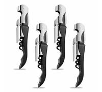 Flezoo Stainless Steel 4PCS Wine Key Corkscrew - Waiter's Corkscrew with Foil Cutter, Double Hinged, Restaurant Supplies, Bartenders, Servers, Home Use, Gift