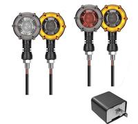 FLFHDUP Spot Lights Auxiliary Fog Light Motorcycle Turn Signal LED Flowing Flash Indicator Lamp 12V 10mm Retro Dual-color Rotate Turn Signal Light Headlight Bulbs(2 Red 2 White-Relay)