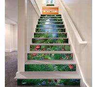 FLFK 13Pcs Dream Magic Forest Stair Risers Sticker Peel and Sick 39.37"x7.08",Self-Adhesive Staircase Stickers Decals Mural Wallpaper for Home Decor
