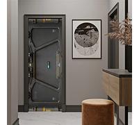 FLFK 3D Door Mural Peel and Stick 77x200cm - Sci-fi Door with Keypad Self-Adhesive Door Stickers Wallpaper Poster Decals for Bedroom Home Decor(2Pcs/Set)