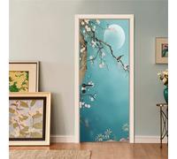 FLFK 3D Door Mural Peel and Stick 85x215cm -Hand-Painted Plum Bird Self-Adhesive Door Sticker Wallpaper Poster for Office Home Decor(2Pcs/Set)