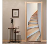 FLFK 3D Door Stickers Peel and Stick 77x200cm,Self-Adhesive Door Murals Wallpaper Wall Poster Fake Stair Decals for Home Decor(2Pcs/Set)