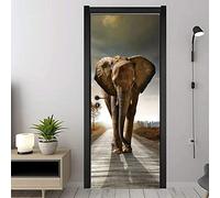 FLFK 3D Elephant Door Murals Peel and Stick 85x215cm- Self-Adhesive Door Stickers Poster Murals Wallpaper Decals for Home Bedroom Office(2Pcs/Set)