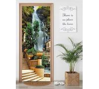 FLFK 3D European Waterfall Door Murals Peel and Stick 85x215cm-Self-adhesiv Door Wallpaper Wall Stickers Poster for Home Decor(2Pcs/Set)