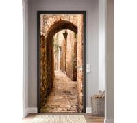 FLFK 3D Stone Passage to Western Wall Door Sticker Peel and Stick 77x200cm- Self-Adhesive Door Poster Wallpaper Murals Decal for Home Bedroom Decor(2Pcs/Set)