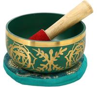 FLFWLASS Buddhist Singing Bowl - Tuned to the 4th Chakra Heart Chakra - Fine Quality Brass - 5 Inches - Ideal for Meditations, Ayurveda & Yoga (Green), SHLI-5682