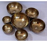 Flfwlass Tibetan old Antique Himalayan 7 Metal Singing Bowls Chakra set
