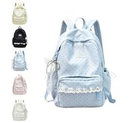 FLFXYFB Cute Lace Polka Dot Backpack for Women Laptop (Blue)