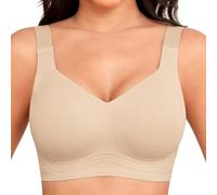 FLFXYFB Jelly Bra, Comfortable Wireless Full Coverage Jelly Smoothing Bra, Soft No Underwire T-Shirt Bras (Skin,4XL)