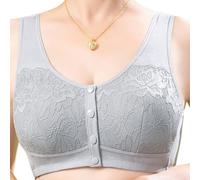 FLFXYFB Jenna Chic Bras for Older Women, Posy Bra - Comfortable Front Button Wireless Shaping, Front Button Bras for Elderly Women (Grey,44)