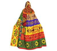 FLGHJNBJN African National Patterns Cloak For Men Women,Adult Renaissance Hooded Cape,Medieval Cloak,Cape For Halloween Cosplay Costumes