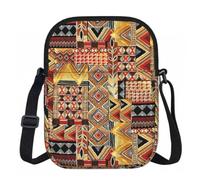 FLGHJNBJN African Textile Patchwork Printed Crossbody Bag for Women with Adjustable Strap, Small Shoulder Purse for Travel Work