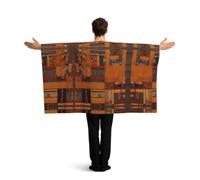 FLGHJNBJN African Textile Patchwork Printed Flag Cape with Sleeves for Sports Fans, Wearable Body Flag for Games Parties Celebration
