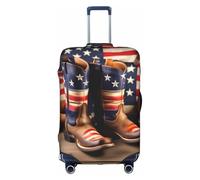 FLGHJNBJN American Flag with Cowboy Boots Printed Luggage Cover, Stretchable Trunk Guard, Personalised Baggage Shield, for Business Trip