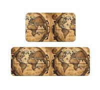 FLGHJNBJN Ancient Map World Globe Kitchen Mats, 2pcs Kitchen Rugs, Cushioned Anti Fatigue Kitchen Mats For Floor, Non-Slip