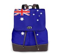 FLGHJNBJN Australian flag Versatile Leather Backpack for Women, Stylish PU Daypack for Commute, College, Travel, Outdoor
