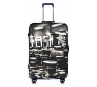 FLGHJNBJN Barber Shop Monochrome Style Printed Luggage Cover, Stretchable Trunk Guard, Personalised Baggage Shield, for Business Trip