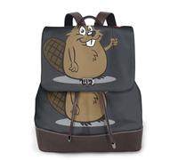 FLGHJNBJN Beaver Versatile Leather Backpack for Women, Stylish PU Daypack for Commute, College, Travel, Outdoor
