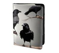 FLGHJNBJN Black Crow Birds on a Branch Print Travel Passport Cover Case with Document Holder Storage Pocket, Travel Must Have Synthetic Leather