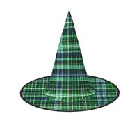 FLGHJNBJN Blue And Green Scottish Tartan Print Witch Hat Halloween Witch Hat, Witch Costume Accessory For Halloween Cosplay Party Holiday