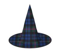 FLGHJNBJN Blue And Green Scottish Tartan Print Witch Hat Halloween Witch Hat, Witch Costume Accessory For Halloween Cosplay Party Holiday