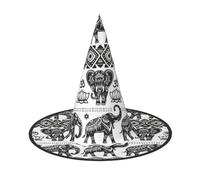 FLGHJNBJN Bohemian Elephant Pattern Print Witch Hat Halloween Witch Hat, Witch Costume Accessory For Halloween Cosplay Party Holiday