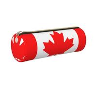 FLGHJNBJN Canadian Flag Cute Leather Pencil Case Eco-Friendly Cross Grain Leather,Smooth Zipper,Large Capacity Cylinder Pouch Holder