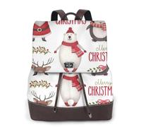 FLGHJNBJN Christmas Santa Claus Versatile Leather Backpack for Women, Stylish PU Daypack for Commute, College, Travel, Outdoor