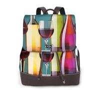 FLGHJNBJN Cocktail Glasses and Wine Bottless Versatile Leather Backpack for Women, Stylish PU Daypack for Commute, College, Travel, Outdoor