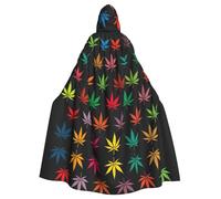 FLGHJNBJN Colorful Cannabis Leaves Cloak For Men Women,Adult Renaissance Hooded Cape,Medieval Cloak,Cape For Halloween Cosplay Costumes