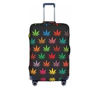 FLGHJNBJN Colorful Cannabis Leaves Printed Luggage Cover, Stretchable Trunk Guard, Personalised Baggage Shield, for Business Trip