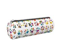 FLGHJNBJN Colorful Dog Paw Cute Leather Pencil Case Eco-Friendly Cross Grain Leather,Smooth Zipper,Large Capacity Cylinder Pouch Holder