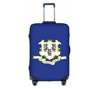 FLGHJNBJN Connecticut State Flag Printed Luggage Cover, Stretchable Trunk Guard, Personalised Baggage Shield, for Business Trip