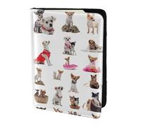 FLGHJNBJN Cute Chihuahua Pug Pattern Print Travel Passport Cover Case with Document Holder Storage Pocket, Travel Must Have Synthetic Leather