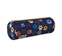 FLGHJNBJN Cute Dog Paw Cute Leather Pencil Case Eco-Friendly Cross Grain Leather,Smooth Zipper,Large Capacity Cylinder Pouch Holder